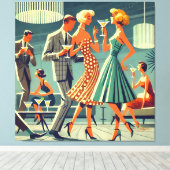 ミッドセンチュリーモダンマルティニダンスカクテルパーティー キャンバスプリント (インサイチュ (ウッドフロア))