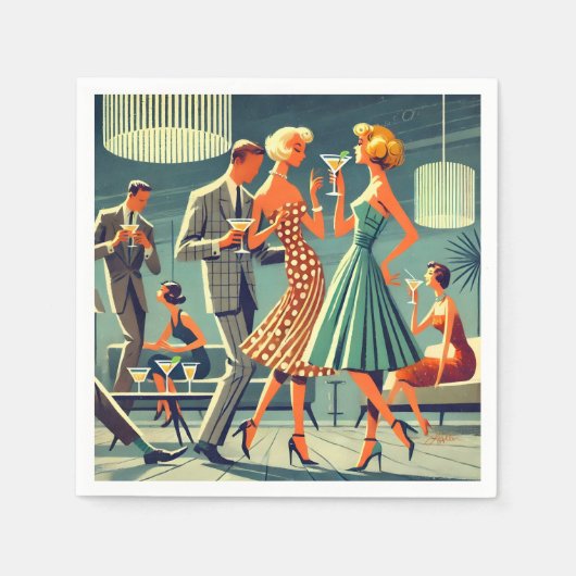 ミッドセンチュリーモダンマルティニダンスカクテルパーティー スタンダードカクテルナプキン (正面)
