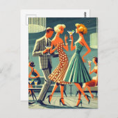 ミッドセンチュリーモダンマルティニダンスカクテルパーティー ポストカード (正面/裏面)