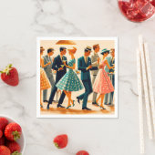 ミッドセンチュリーモダンマルティーニ踊りカクテルパーティー スタンダードカクテルナプキン (インサイチュ)