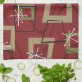 ミッドセンチュリーモダンマルーン キッチンタオル (折り畳み)