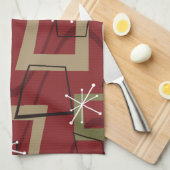 ミッドセンチュリーモダンマルーン キッチンタオル (四つ折り)
