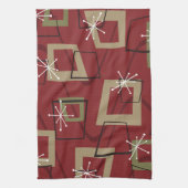 ミッドセンチュリーモダンマルーン キッチンタオル (縦)