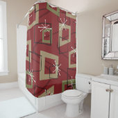 ミッドセンチュリーモダンマルーン シャワーカーテン (インサイチュ)