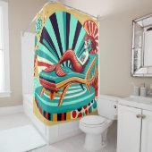 "ミッドセンチュリーモダンマーメイド – 鮮やかレトロアート" シャワーカーテン (インサイチュ)
