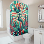 "ミッドセンチュリーモダンマーメイド – 鮮やかレトロアート" シャワーカーテン (インサイチュ)