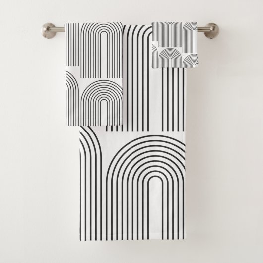 ミッドセンチュリーモダンミニマリストのアーチライン(黒) バスタオルセット (インサイチュ)