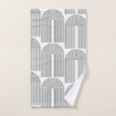 ミッドセンチュリーモダンミニマリストのアーチライン(黒) バスタオルセット (ハンドタオル)