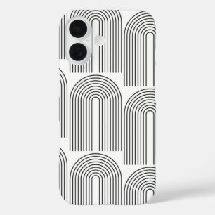 ミッドセンチュリーモダンミニマリストのアーチライン(黒) iPhone 16ケース