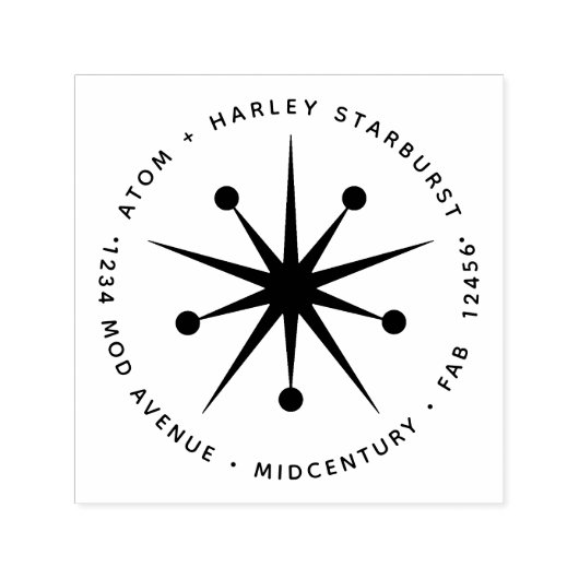 ミッドセンチュリーモダンミニマル原子スターバストスター セルフインキングスタンプ (デザイン)