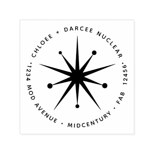 ミッドセンチュリーモダンミニマル原子スターバストスター セルフインキングスタンプ (デザイン)