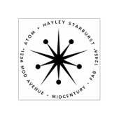 ミッドセンチュリーモダンミニマル原子スターバストスター ラバースタンプ (インプリント)