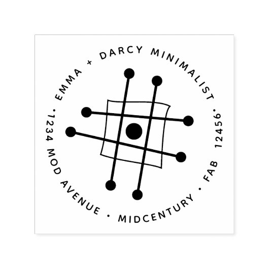 ミッドセンチュリーモダンミニマル原子正方形の原子 セルフインキングスタンプ (デザイン)