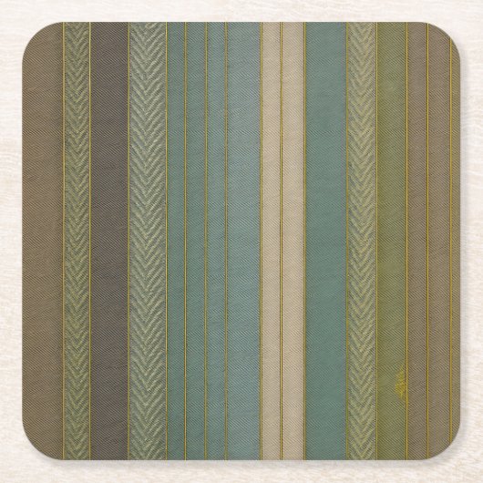 ミッドセンチュリーモダンミュートストライププリント スクエアペーパーコースター (正面)