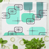 ミッドセンチュリーモダンミントグリーンターコイズ キッチンタオル (折り畳み)