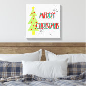 ミッドセンチュリーモダンメリークリスマスツリー キャンバスプリント (インサイチュ (寝室))
