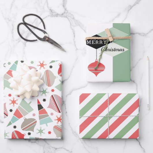 ミッドセンチュリーモダンメリークリスマス ラッピングペーパーシート (正面)