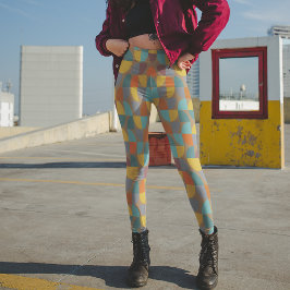 ミッドセンチュリーモダンモカティール（緑がかった色）金ゴールドさびパイシェイプ レギンス