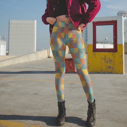 ミッドセンチュリーモダンモカティール(緑がかった色)金ゴールドさびパイシェイプ レギンス