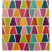 ミッドセンチュリーモダンモザイク幾何学プリント シャワーカーテン (正面)