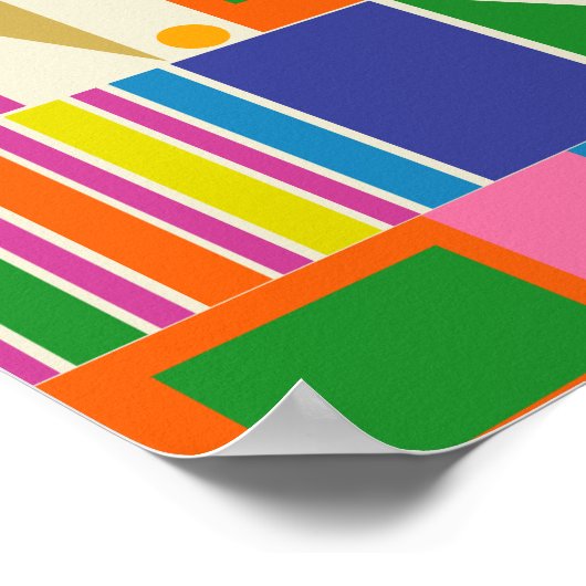 ミッドセンチュリーモダンモダスティックカラフル幾何学 ポスター (角)