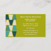 ミッドセンチュリーモダンライムブルージオメトリックプリント 名刺 (正面)