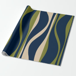 ミッドセンチュリーモダンラウンジストライプのレトロオギー ラッピングペーパー