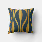 ミッドセンチュリーモダンラウンジネイビーマスタードパターン クッション (裏面)