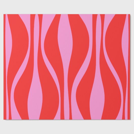 ミッドセンチュリーモダンラウンジ名門私立校風のピンクと赤 ラッピングペーパー (フラット)