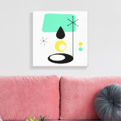 ミッドセンチュリーモダンランプデザインブルー金ゴールド キャンバスプリント (インサイチュ (リビング))