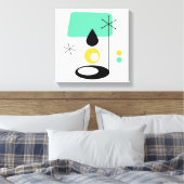 ミッドセンチュリーモダンランプデザインブルー金ゴールド キャンバスプリント (インサイチュ (寝室))