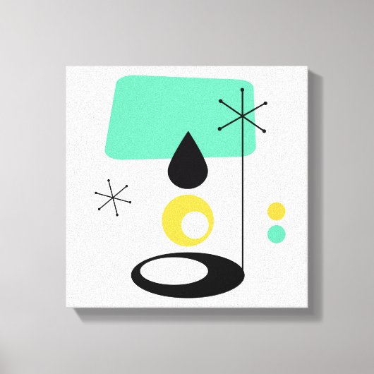 ミッドセンチュリーモダンランプデザインブルー金ゴールド キャンバスプリント (正面)