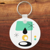 ミッドセンチュリーモダンランプデザインブルー金ゴールド キーホルダー (正面)