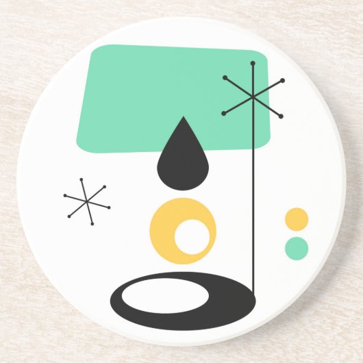 ミッドセンチュリーモダンランプデザインブルー金ゴールド コースター (正面)