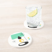 ミッドセンチュリーモダンランプデザインブルー金ゴールド コースター (側面)