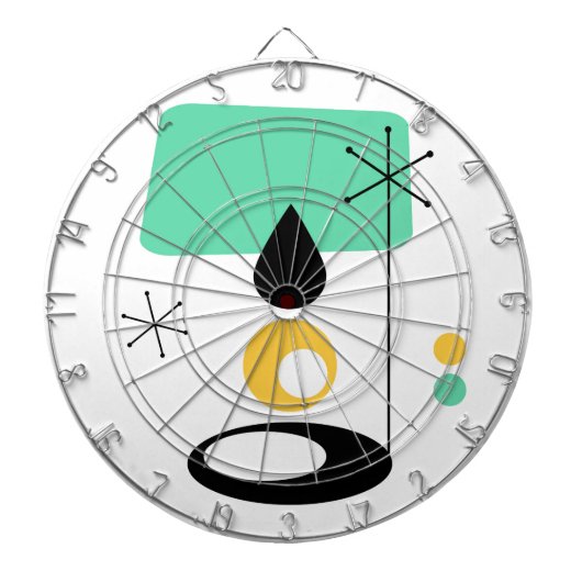 ミッドセンチュリーモダンランプデザインブルー金ゴールド ダーツボード (正面)