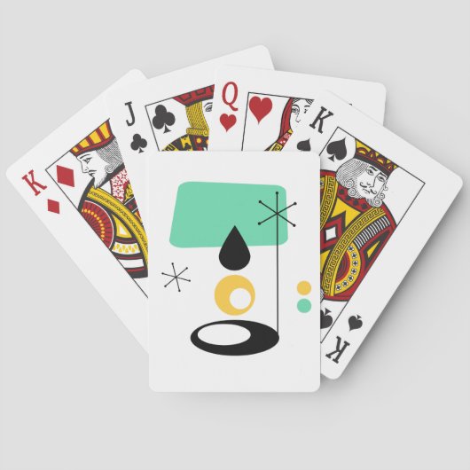 ミッドセンチュリーモダンランプデザインブルー金ゴールド トランプ (裏面)