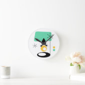 ミッドセンチュリーモダンランプデザインブルー金ゴールド ラウンド壁時計 (ホーム)