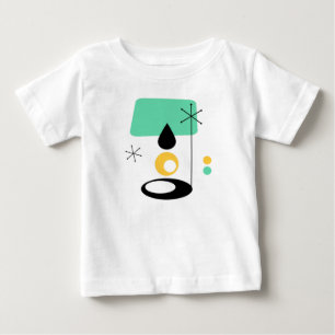 ミッドセンチュリーモダンランプデザイン青+金 ベビーTシャツ