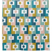 ミッドセンチュリーモダンリカンジェル幾何学模様 シャワーカーテン (正面)