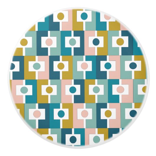 ミッドセンチュリーモダンリカンジェル幾何学模様 セラミックノブ (正面)