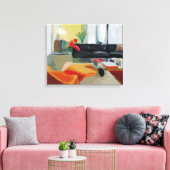 ミッドセンチュリーモダンリビングルームレトロ キャンバスプリント (インサイチュ (リビング))