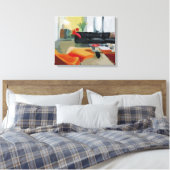 ミッドセンチュリーモダンリビングルームレトロ キャンバスプリント (インサイチュ (寝室))