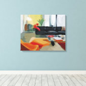 ミッドセンチュリーモダンリビングルームレトロ キャンバスプリント (インサイチュ (ウッドフロア))