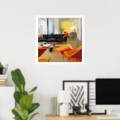 ミッドセンチュリーモダンリビングルーム ポスター (ホームオフィス)