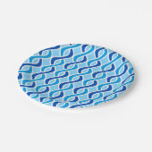 ミッドセンチュリーモダンリボン、コバルト&スカイブルー ペーパープレート (アングル)