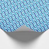 ミッドセンチュリーモダンリボン、コバルト&スカイブルー ラッピングペーパー (角)