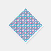 ミッドセンチュリーモダンリボン，ターコイズとピンク スタンダードカクテルナプキン (角)