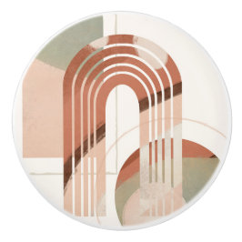 ミッドセンチュリーモダンレインボージオメトリテラコッタ セラミックノブ