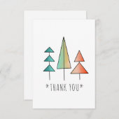 ミッドセンチュリーモダンレインボーツリーズ赤面ティール(緑がかった色)シンプル サンキューカード (正面/裏面)
